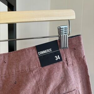 Commerce Stitch Fix Burgundy Geometric Cotton Flat Front Chino Shorts Men 34x9.5